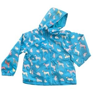 Holly & Beau Kids Color Changing Raincoat Blue Dog Cat Packable Jacket 5-6Y
